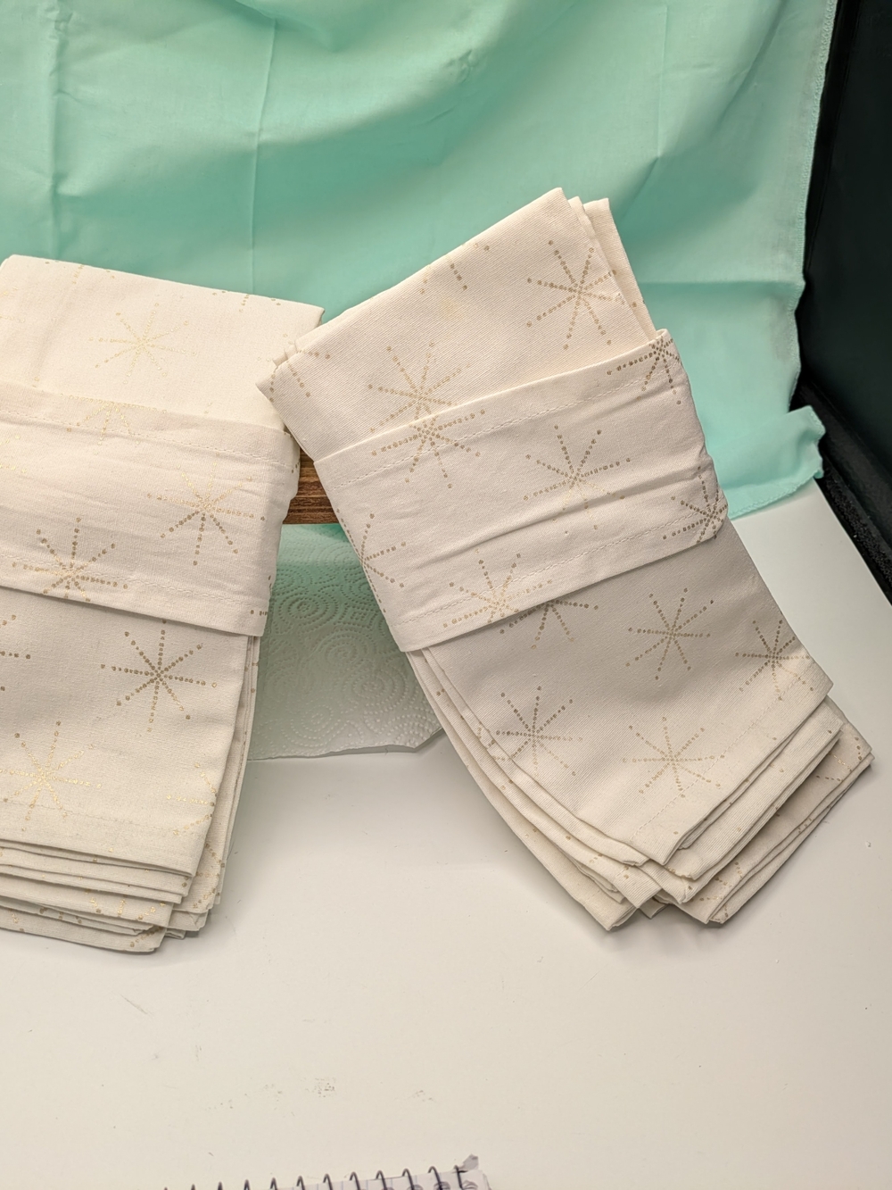 Threshold Cream & Gold 100% Cotton Christmas Napkins Set Of 8